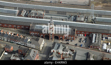 Vue aérienne de la gare de Darlington, County Durham, Royaume-Uni Banque D'Images