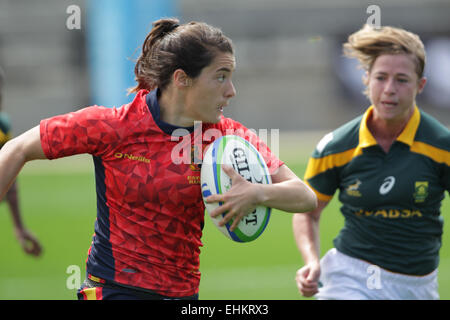 Atlanta, Georgia, USA. Mar 15, 2015. Le monde des femmes Rugby Sevens Series 1/4 de finale à Atlanta, GA. L'Espagne contre l'Afrique du Sud. Banque D'Images