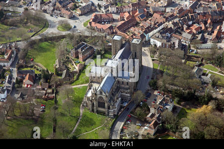 Vue aérienne de la cathédrale de Ripon dans le North Yorkshire, UK Banque D'Images