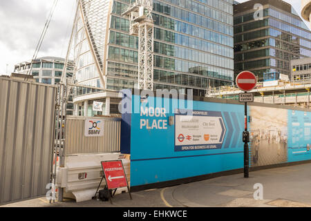 Moor Lieu traverse le réaménagement et la construction, Moorgate, Londres, Angleterre Banque D'Images