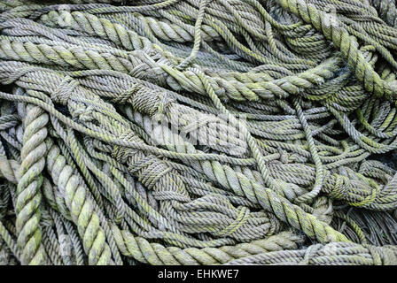 Rope entassés sur un bateau Banque D'Images