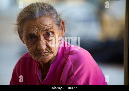 Portrait d'une vieille dame, La Havane, Cuba Banque D'Images