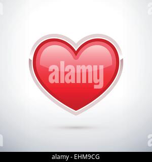 Bouton en forme de coeur rouge - Collection Badge Illustration de Vecteur