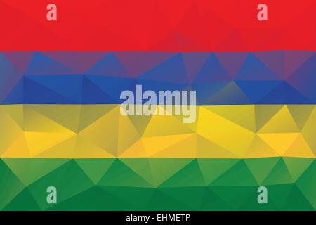 Drapeau de l'Ile Maurice - modèle vecteur polygonale triangulaire Illustration de Vecteur