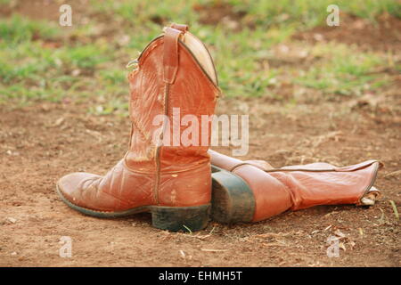 Western high top bottes Banque D'Images