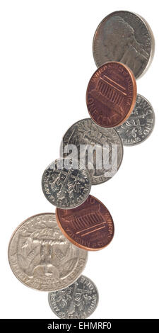 American Coins Falling Banque D'Images