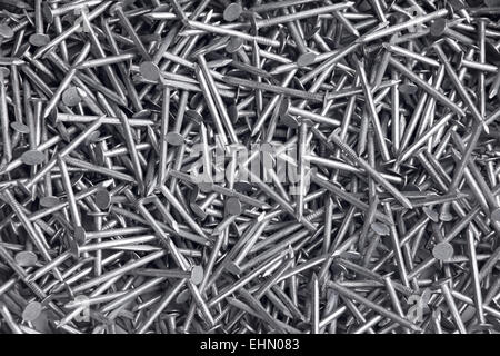 Vue du haut des clous galvanisés Banque D'Images