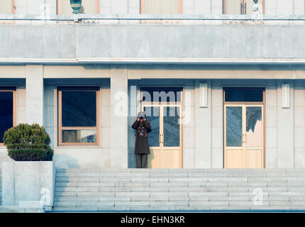 L'Asie, République de Corée, Corée du Sud, Séoul, zone démilitarisée DMZ sur la frontière de la Corée du Nord et du Sud, garde de la Corée du Nord Banque D'Images