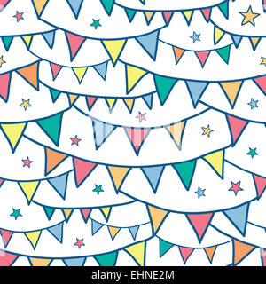 Doodle colorés bunting flags de fond transparent Banque D'Images