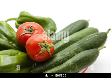 Tomates et concombres au paprika Banque D'Images