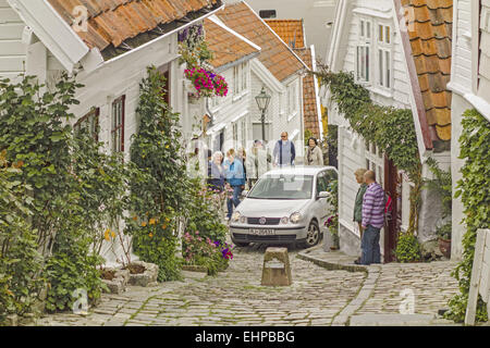 Voiture bloquée en Norvège STAVANGER Backstreet Banque D'Images