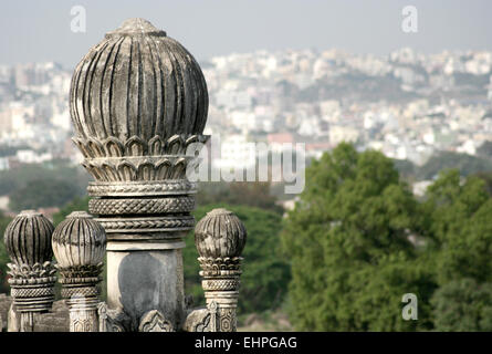 Détails architecturaux de 400 ans ruiné Golconda fort,Hyderabad, Inde Banque D'Images