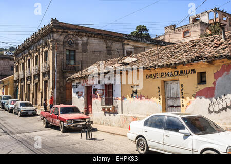 Xela (aussi knownas Quetzaltenango) street, deuxième plus grande ville du Guatemala Banque D'Images