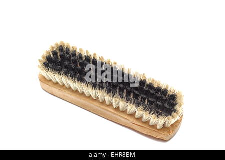 Utilisé ancienne en bois brosse à chaussure isolated over white background Banque D'Images