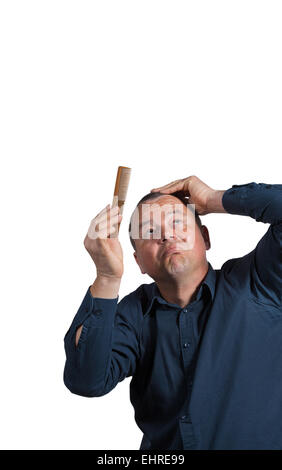 Guy avec peu de cheveux peignés à gauche Banque D'Images