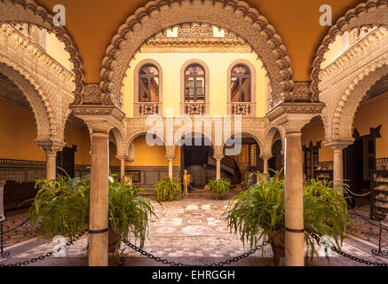 Espagne Séville, cour intérieure avec des mosaïques romaines. Sevilla, Palais de la Comtesse de Lebrija, Palacio de la Condesa de Lebrija. Banque D'Images