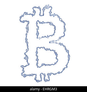 Symbole des bitcoins, des dimensions d'une monnaie numérique crypto décentralisés, lettre B sur fond blanc. Banque D'Images