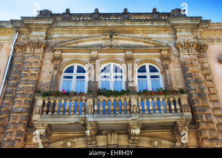 Arezzo San Filippo palais noble dans Ragusa Ibla, Sicile Banque D'Images