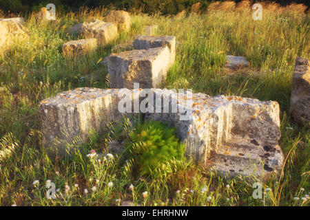 Eloro, ruines grecques près de parrains et de temple Banque D'Images