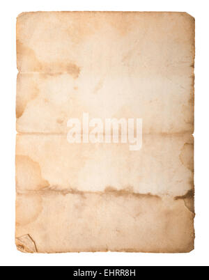 Dirty old paper isolated on white Banque D'Images