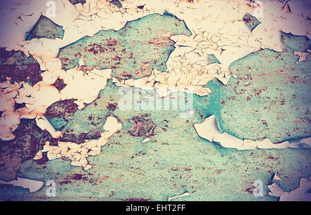 Rusted metal peint mur, la texture ou l'arrière-plan. Banque D'Images