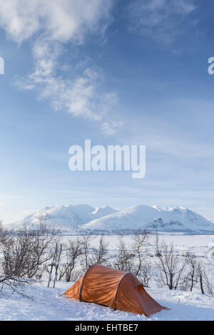 Lake Akkajaure avec Mont Akka, Laponie, Suède Banque D'Images