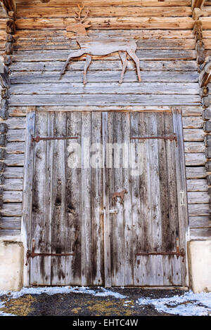 Vieille porte de grange en bois, Pinzgau, Tirol, Autriche Banque D'Images