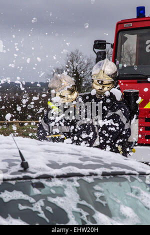 Pompiers DE SAINTE-SUZANNE, Mayenne (53), PAYS-DE-LA-Loire, France Banque D'Images