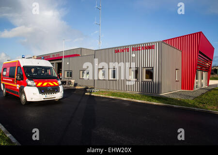 Pompiers DE SAINTE-SUZANNE, Mayenne (53), PAYS-DE-LA-Loire, France Banque D'Images