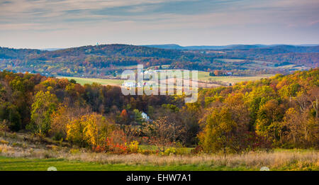 Vue sur collines en milieu rural Frederick Comté (Maryland). Banque D'Images