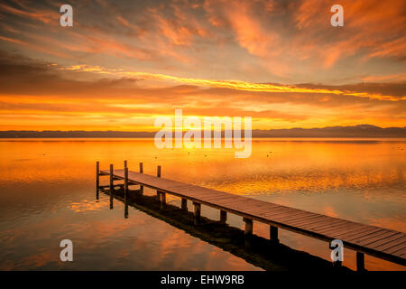 Le Lac de Starnberg en Allemagne Lever du Soleil Banque D'Images