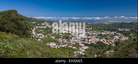 Gran Canaria, ville historique Teror, panorama vue aérienne Banque D'Images