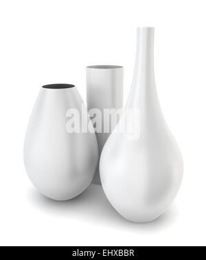 Ensemble de trois vases modernes. 3d illustration sur fond blanc Banque D'Images