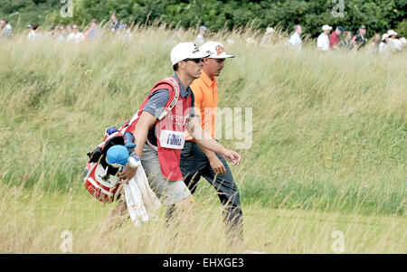 Ricky Fowler, open Golf Championship, Hoylake, Royal Liverpool, 2014, dernière journée, randonnée pédestre, Golf, British open, Joe Skovron, Banque D'Images