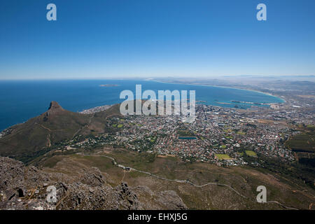 Lions Head Vue à partir de la Table Mountain, Cape Town, Western Cape Province, Afrique du Sud Banque D'Images