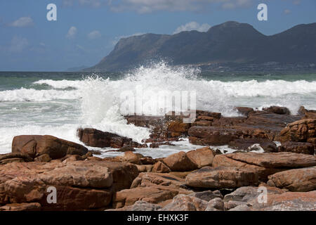 Vagues se brisant sur les rochers, St James, Cape Town, Western Cape Province, Afrique du Sud Banque D'Images