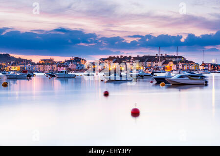 Vue du village de Shaldon Teignmouth vers à l'embouchure de la rivière Teign, Devon, Angleterre, Royaume-Uni, Europe. Banque D'Images