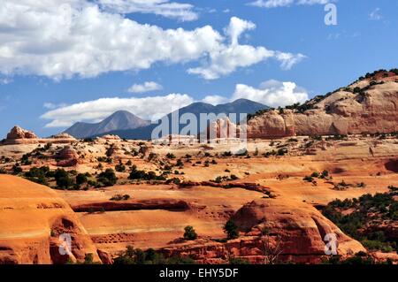 Collines de grès Orange et Montagnes La Sal - Utah USA Banque D'Images