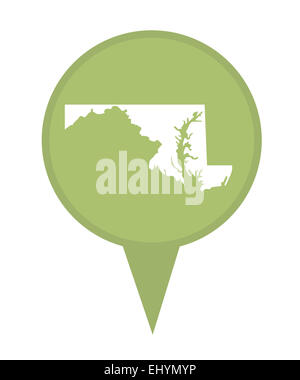 L'état américain du Maryland épingle isolé sur un fond blanc. Banque D'Images