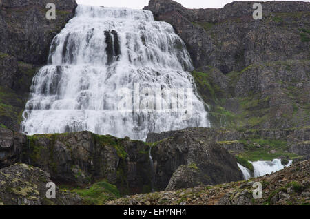 Cascade Dynjandi, Arnarfjord, Westfjords, Islande Banque D'Images