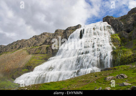 Cascade Dynjandi, Arnarfjord, Westfjords, Islande Banque D'Images