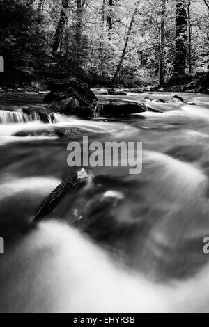 Une longue exposition de cascades le Tucquan Creek, dans le comté de Lancaster, Pennsylvanie. Banque D'Images