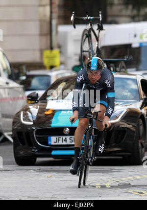 Le Tour de Bretagne - Stage 8a comprend : Bernhard Eisel Où : London, Royaume-Uni Quand : 14 mai 2014 Banque D'Images