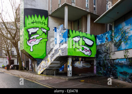 Murale graffiti mural à Nelson Street, Bristol, Angleterre, Royaume-Uni. Créé dans le cadre de l'voir aucun mal" Banque D'Images