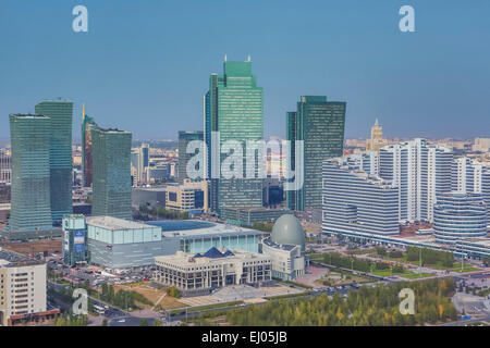 Ville administrative, Astana, Kazakhstan, de la ville, de l'Asie centrale, Archive nationale, Nouveau, Nurzhol, l'été, l'antenne, l'architecture, Foster Banque D'Images
