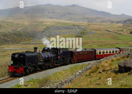 Welsh Highland Railway, chemin de fer à vapeur ;, Snowdon, DDU, Nord Ouest de Rhyd Wales Banque D'Images