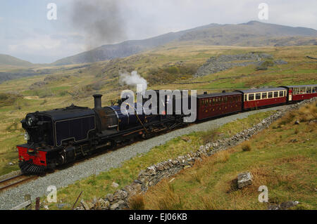 Welsh Highland Railway, chemin de fer à vapeur ;, Snowdon, DDU, Nord Ouest de Rhyd Wales Banque D'Images
