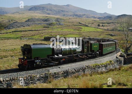 Welsh Highland Railway, chemin de fer à vapeur ;, Snowdon, DDU, Nord Ouest de Rhyd Wales Banque D'Images