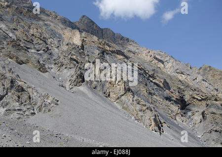 La Suisse, l'Europe, Grisons, Grisons, parc national, Engadine, basse-engadine, Zernez, Val Sassa, pierre, rocher, falaise, Banque D'Images