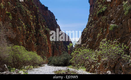 Aradena, de ravin, brook bed, rock, falaise, falaise, mur, montagnes, la Grèce, l'Europe, l'activité, isle, Crète, paysage, paysage, Mediterra Banque D'Images